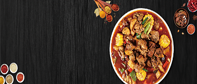 黑色大盘鸡美食公众号首图背景