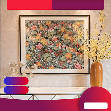 紫色红色家装新年惠壁画装饰直通车背景