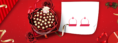 红色调情人节巧克力banner背景