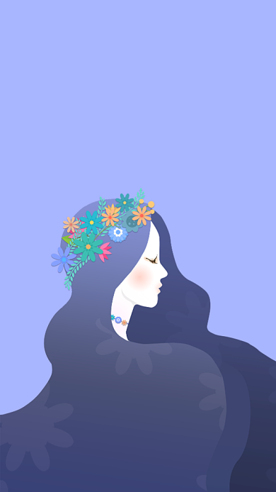 蓝色优雅女神英文手机壁纸背景配图海报背景