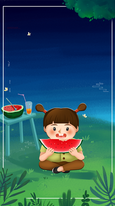 卡通风景插画时节夏至背景
