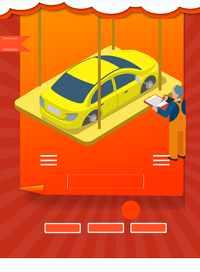 红色卡通汽修印刷海报背景