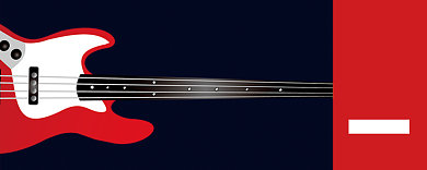 红色卡通吉他培训优惠券背景