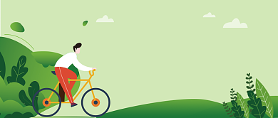 绿色时尚五一骑行出游季风景插画微信公众号素材图片背景
