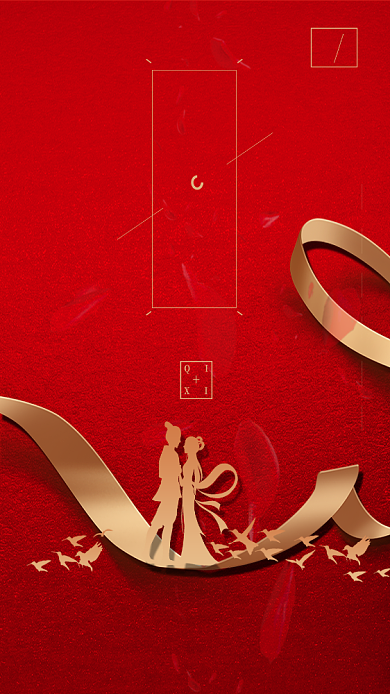 七夕红色创意节日手机海报背景