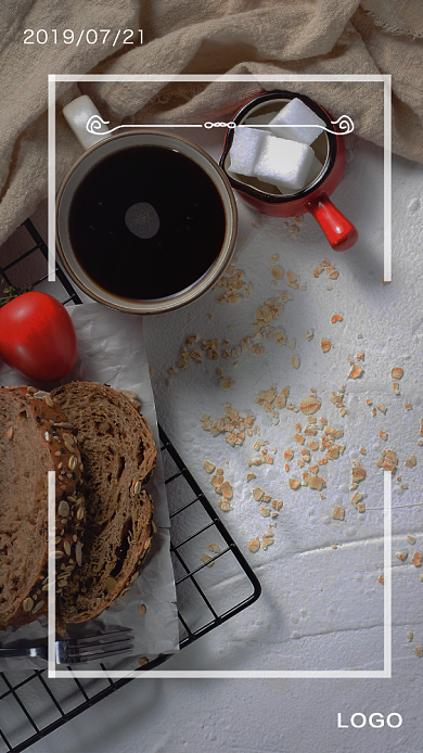 温暖简约早餐美食早安手机海报背景