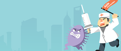 青色卡通医生病毒世界艾滋病日公众号首图背景