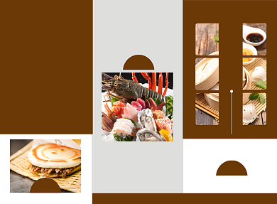 高端精品特色餐饮美食三折页模板背景