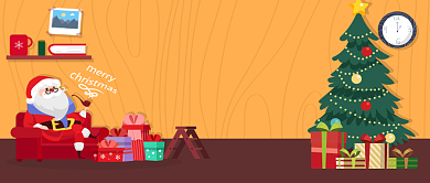 快乐过圣诞漫画插画公众号首图背景