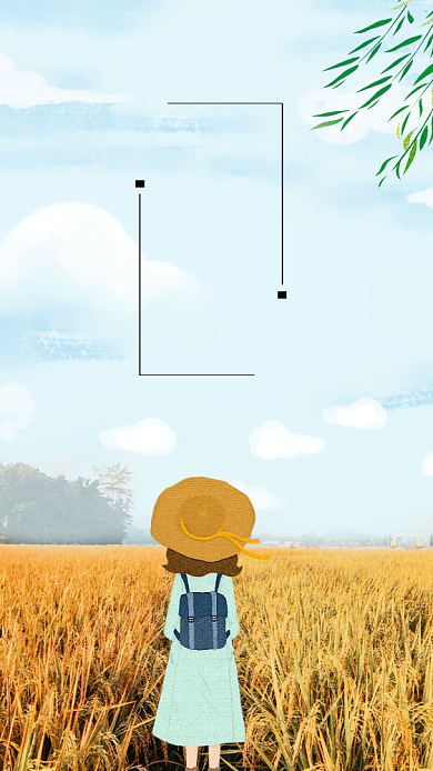 传统时节芒种麦田海报背景