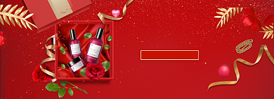 红色38女王节化妆品促销banner背景