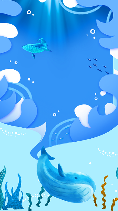 蓝色世界海洋日手机海报背景