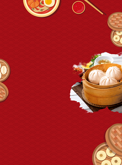 红色广式早茶美食点心宣传海报背景