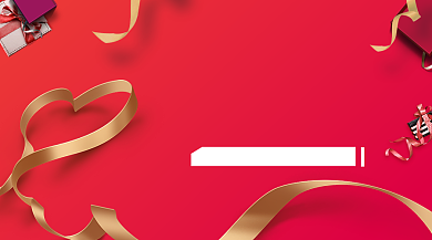 红色金丝带情人节质感手机海报背景