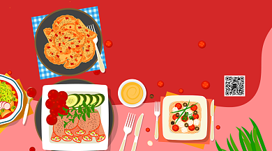 除夕大年三十团圆饭聚会美食手机海报背景