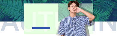 金秋男装淘宝小清新格子banner背景