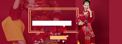 冬季上新女装衣服国潮红色促销海报背景
