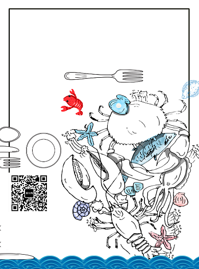 创意手绘线描海鲜宣传单背景