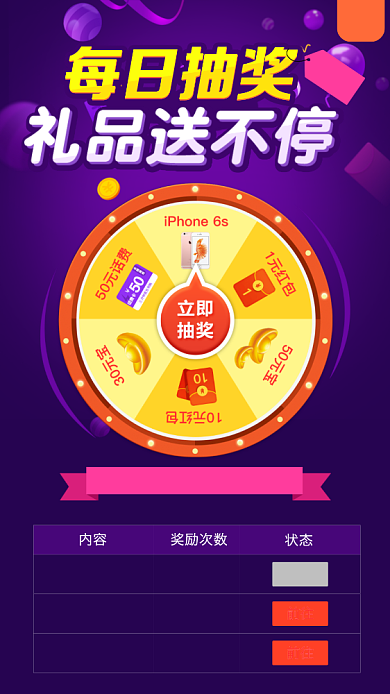 每日转盘抽奖礼品活动海报背景