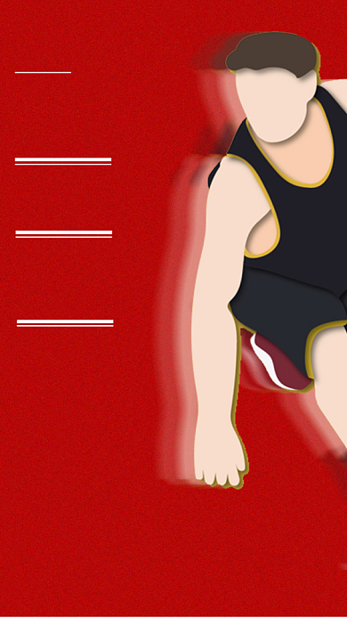 全民健身日红色卡通简约手机海报背景