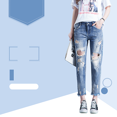 女装牛仔裤淘宝主图直通车模板背景