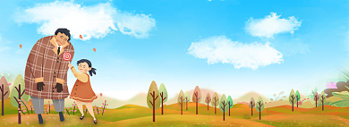 卡通插画感恩节促销电商淘宝banner背景