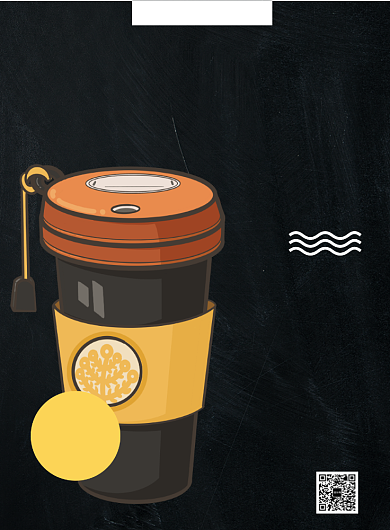 黑黄卡通风餐饮美食奶茶饮料印刷海报背景