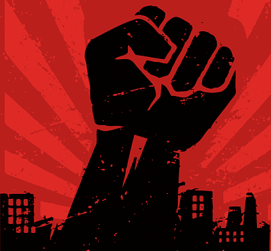 男女平等手红色大气简约朋友圈封面背景