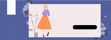 简约手绘风女装长裙淘宝banner背景