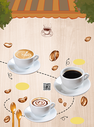 黄色简约冬日热饮咖啡海报背景