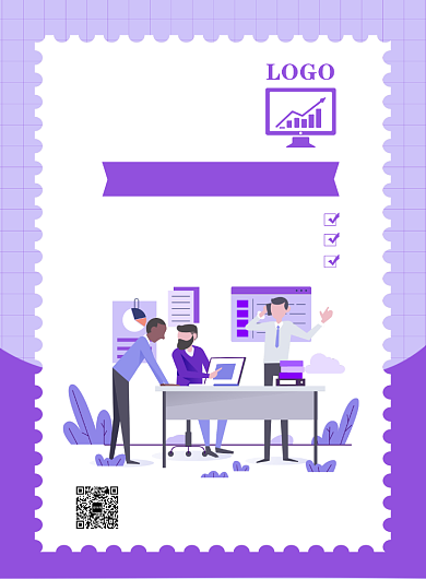 紫色扁平化卡通办公excel培训宣传海报背景