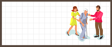 白色格子简洁社区养老院医护护工父母老人微信公众号素材图片背景