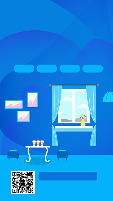 蓝色房屋中介租房手机海报背景