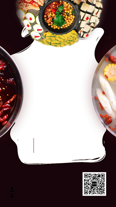 黑白时尚简约火锅驾到美食手机海报背景
