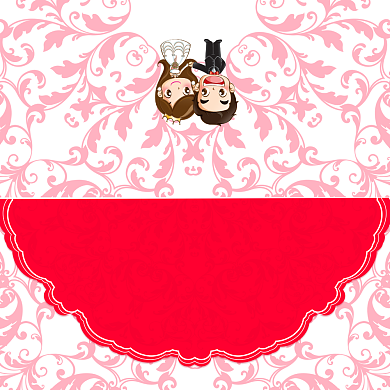 红色唯美清新喜结良缘贺卡模板背景