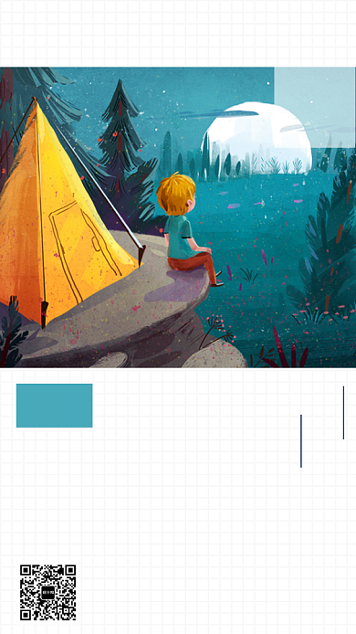 简约插画每日一签手机海报背景