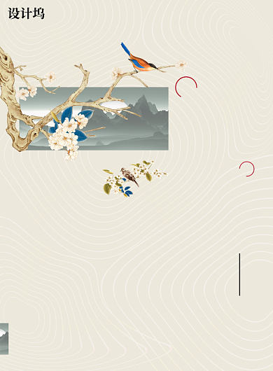 东方经典悦享人生花鸟中国风房地产印刷海报背景