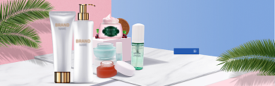 呵护美肌天然萃取淘宝banner背景