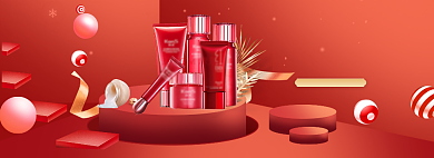 立体背景情人节化妆品促销banner背景