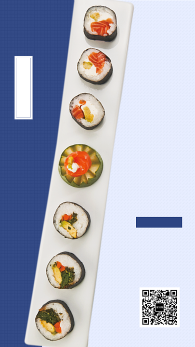 创意简约寿司尝鲜手机海报背景