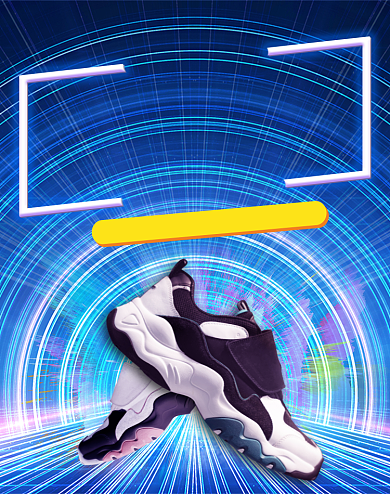 炫彩年货节运动鞋促销海报背景