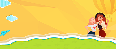 夏天黄色闺蜜旅游首图背景