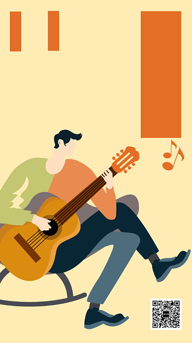 简约吉他速成培训班手机海报背景