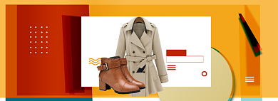 橙色调时尚女装年货节促销banner背景