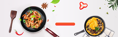 时尚新潮无烟炒菜锅淘宝banner背景