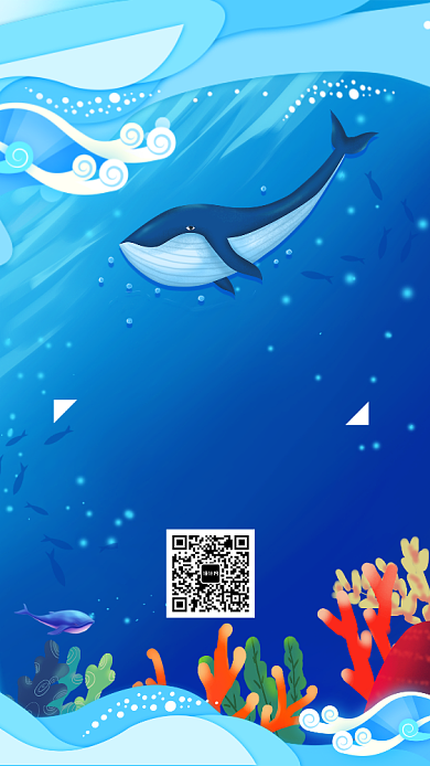 蓝色清新卡通世界海洋日手机海报背景