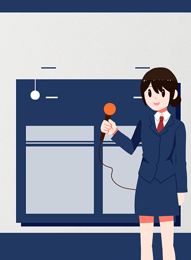 蓝色简约时尚记者招聘宣传海报背景