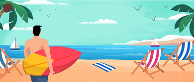 创意手绘卡通夏日海边微信公众号素材图片背景