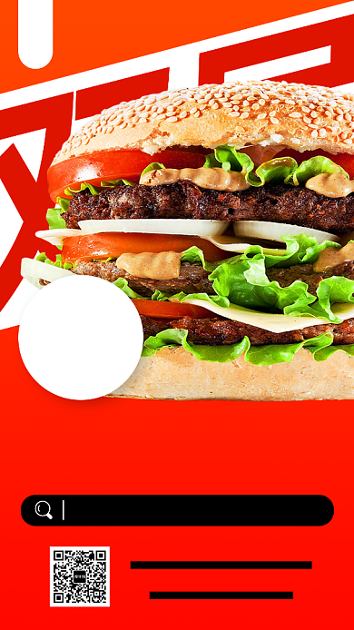 美食汉堡手机海报背景