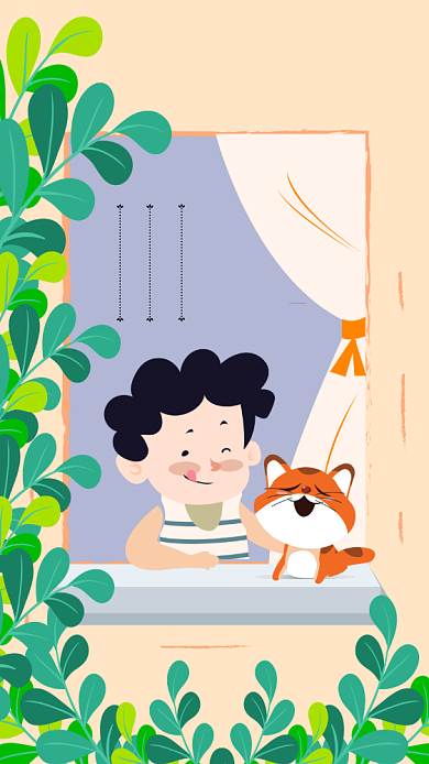 插画小清新十二月你好手机宣传海报背景